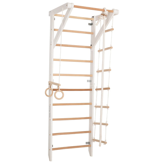 Weiße Kletterwand SPORT2 als Sprossenwand aus Holz