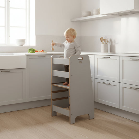Lernturm Komfort in Grau für Kinder