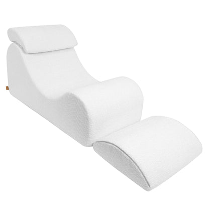 Bean Bag Wave Lounger Bouclé - cream/white