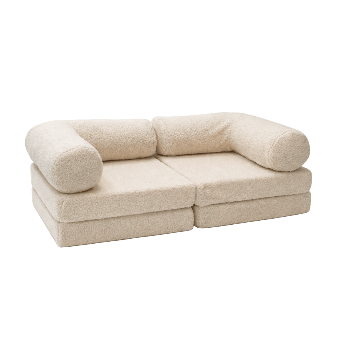 Modulares Kindersofa Teddy Cream – als Sofa aufgebaut