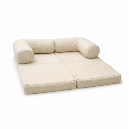 Kindersofa Teddy Cream – umgebaut zur gemütlichen Liege