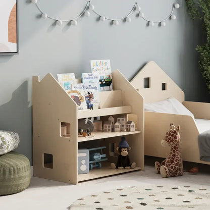 2in1-Kinderregal aus Holz von Busykids im Kinderzimmer