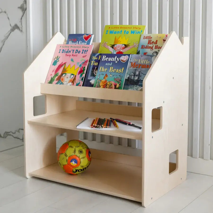 2in1-Kinderregal aus Holz im Detail
