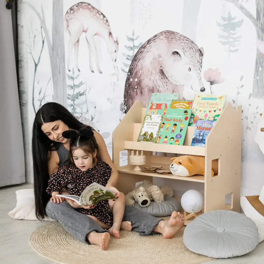 Naturfarbenes 2in1-Kinderregal aus Holz