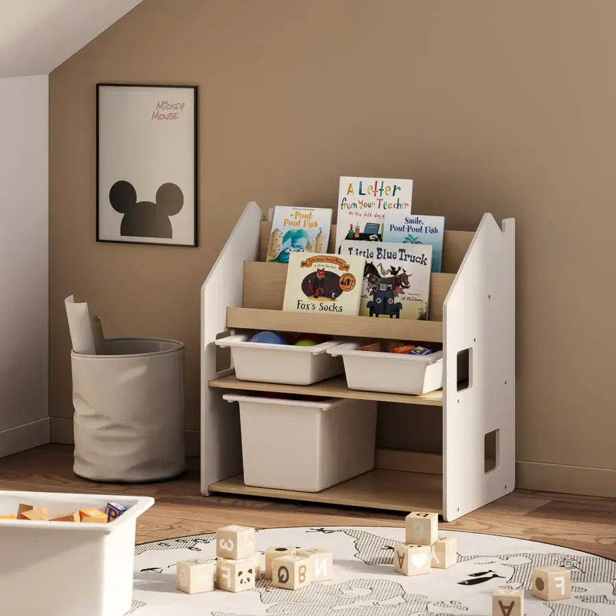2in1-Kinderregal in Weiß aus Holz