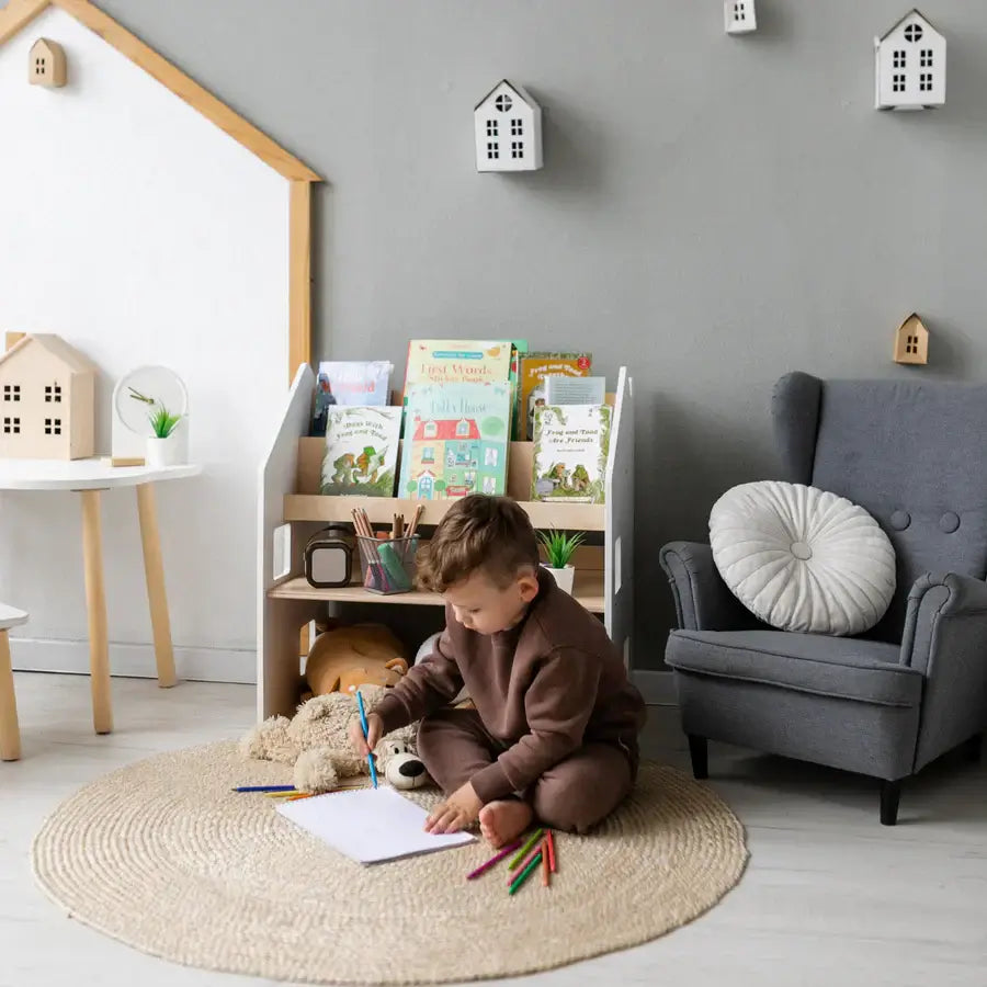 Weißes 2in1-Kinderregal aus Holz