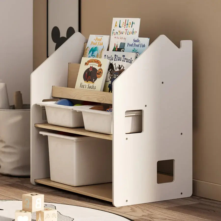 Weißes 2in1-Kinderregal im Kinderzimmer