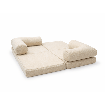 Kindersofa Teddy Cream – Kuschelecke im Kinderzimmer aus Teddyplüsch