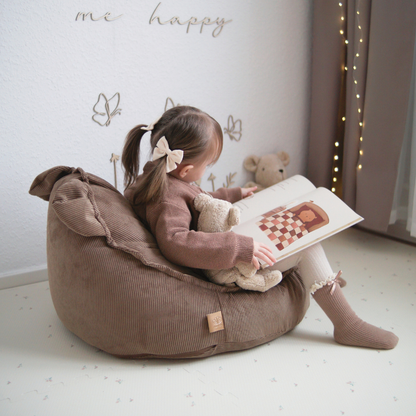 Children's Armchair Bear-Shaped Bean Bag Premium Corduroy - Slim Cord Edition