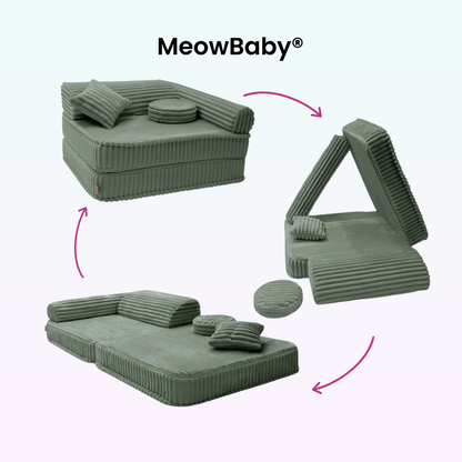 Kindersessel 3-in-1 Churros - Faltbare Kindercouch & Spielmatratze - Plüschcord Edition