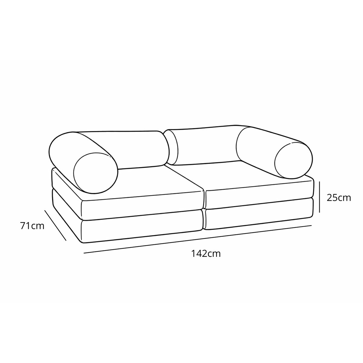 Kindersofa Teddy Cream – weiche, gepolsterte Module in Creme