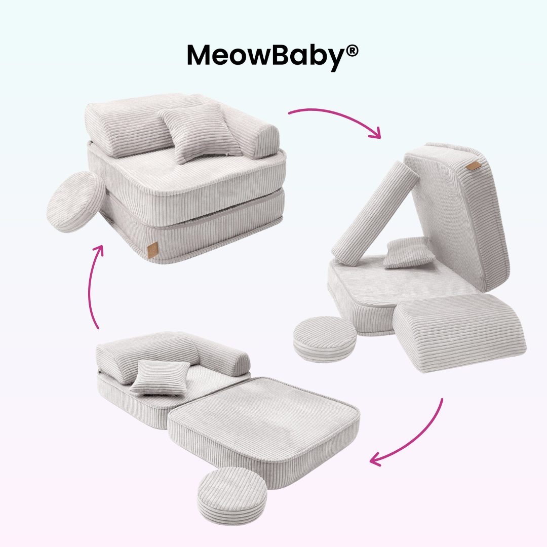 Kindersessel 3-in-1 Ästhetik Cord - Faltbare Kindercouch & Spielmatratze - Classic Cord Edition