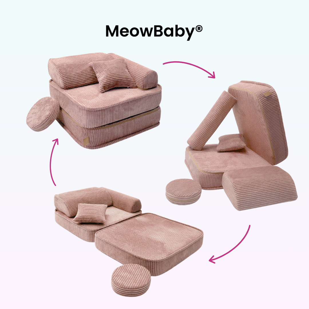 Kindersessel 3-in-1 Ästhetik Cord - Faltbare Kindercouch & Spielmatratze - Classic Cord Edition