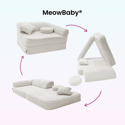 Kindersessel 3-in-1 Churros - Faltbare Kindercouch & Spielmatratze - Plüschcord Edition