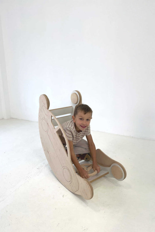 Rennwagen-Aufsatz für Kletterbogen und Wippe von Babywood aus Holz