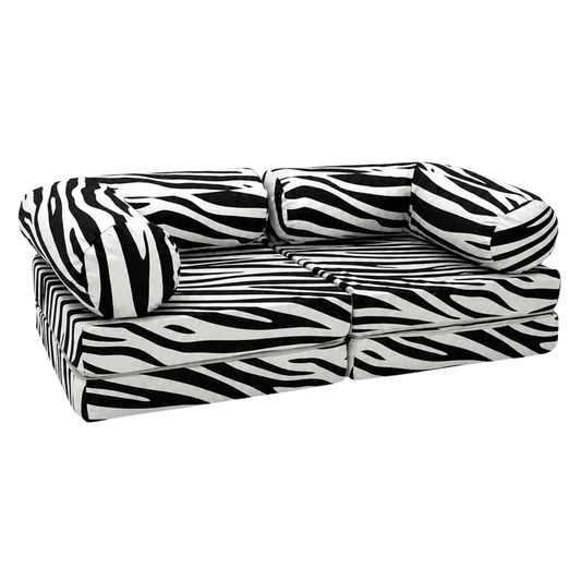 Kindersofa Zebra – kuscheliger Chenille-Bezug in Creme