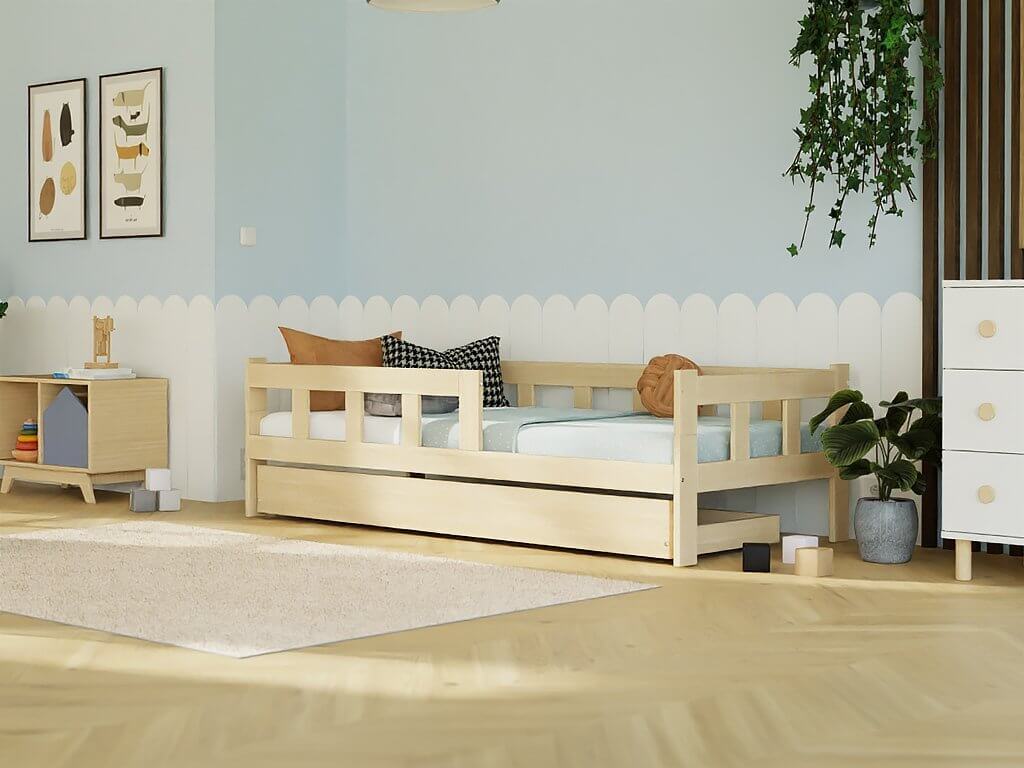 Kinderbett PAULINE mit Rausfallschutz aus Holz