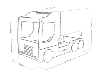 Maßangaben zum Holz Kinderbett TRUCKER