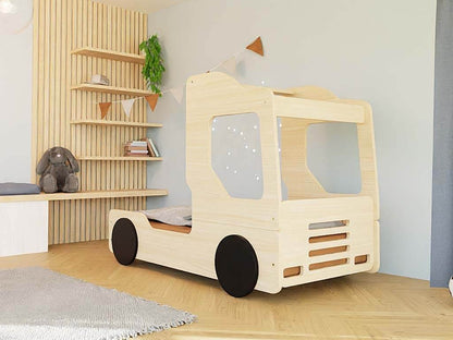 Kinderbett TRUCKER in Natur in 160 cm Länge