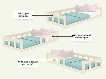 Bodenbett PAULINE mit Rausfallschutz aus Holz