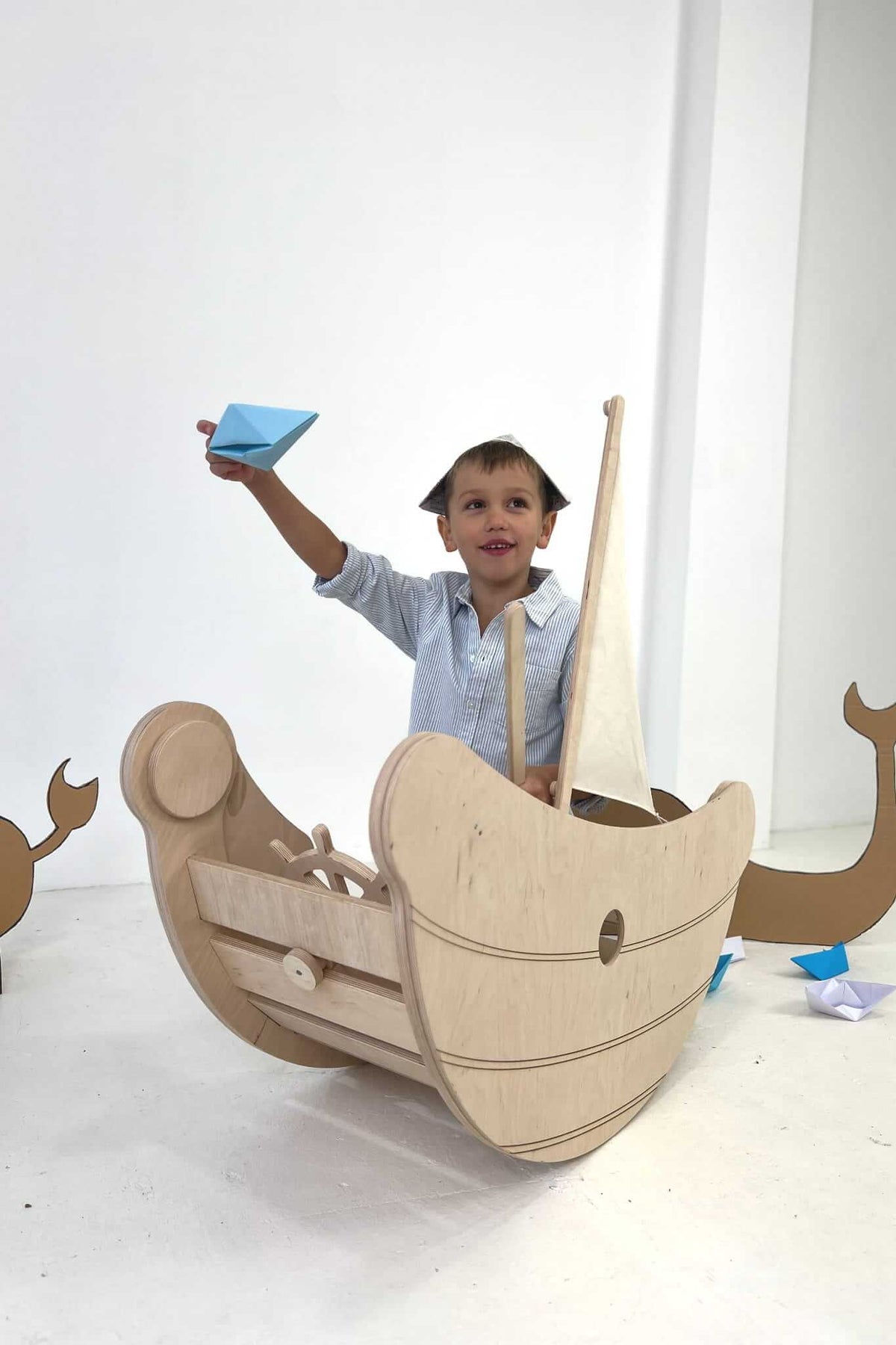 Schiff-Aufsatz für Kletterbogen und Wippe von Babywood aus Holz