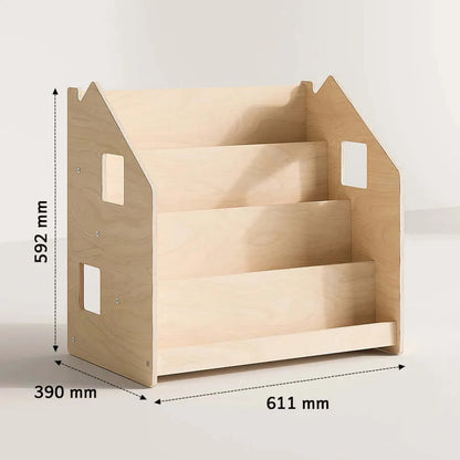 Bücherregal Häuschen aus Holz im Detail