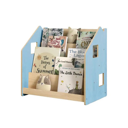 Bücherregal Häuschen in Blau aus Holz