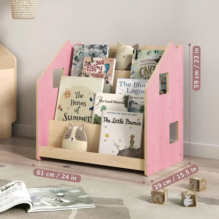 Bücherregal Häuschen in Rosa aus Holz