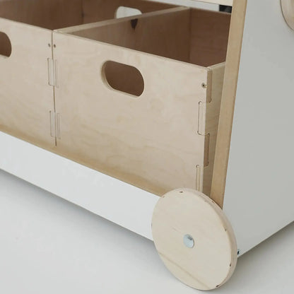 Fahrbares Holz-Bücherregal zum Präsentieren von Büchern