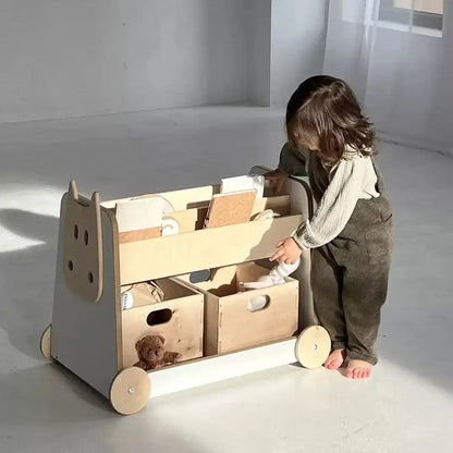 Bücherregal aus Holz auf Rädern von Babywood