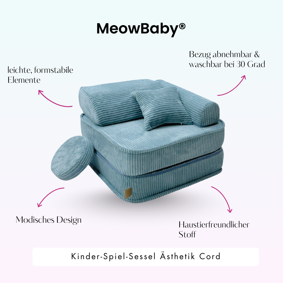 Kindersessel 3-in-1 Ästhetik Cord - Faltbare Kindercouch & Spielmatratze - Classic Cord Edition