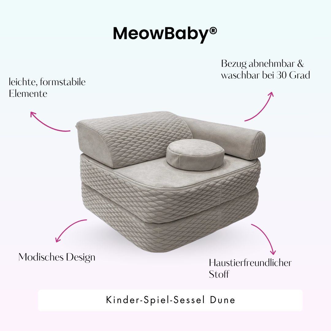 Kindersessel 3-in-1 Dune - Faltbare Kindercouch & Spielmatratze
