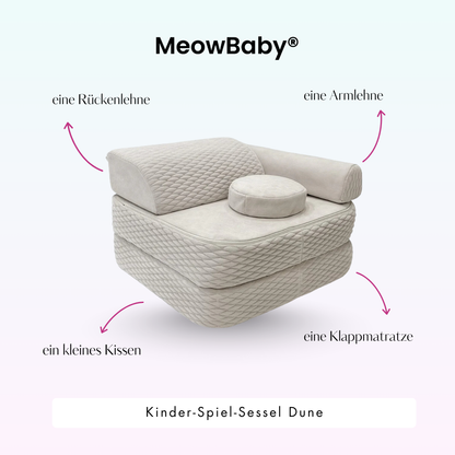 Kindersessel 3-in-1 Dune - Faltbare Kindercouch & Spielmatratze