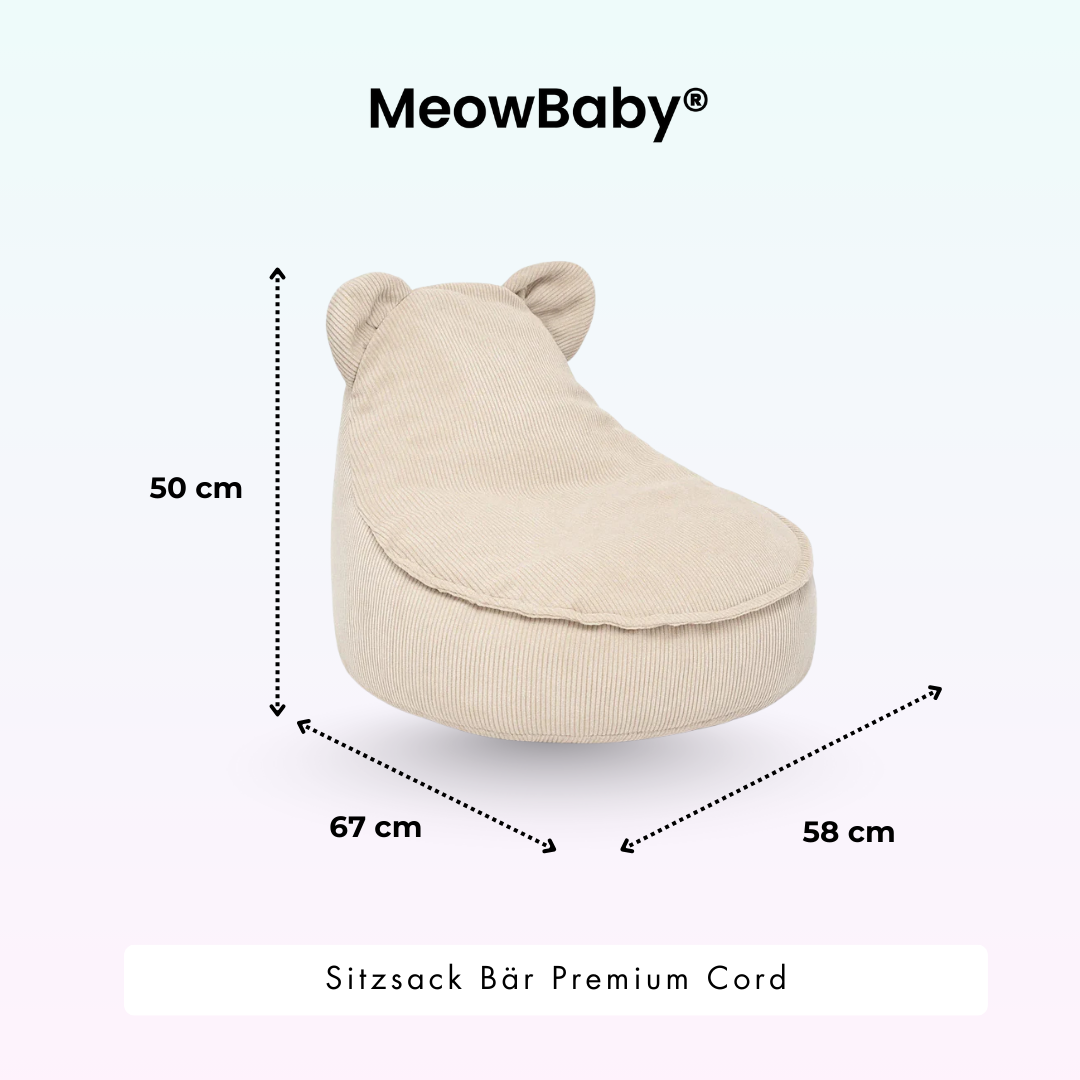 Children's Armchair Bear-Shaped Bean Bag Premium Corduroy - Slim Cord Edition
