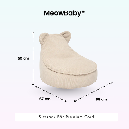 Children's Armchair Bear-Shaped Bean Bag Premium Corduroy - Slim Cord Edition