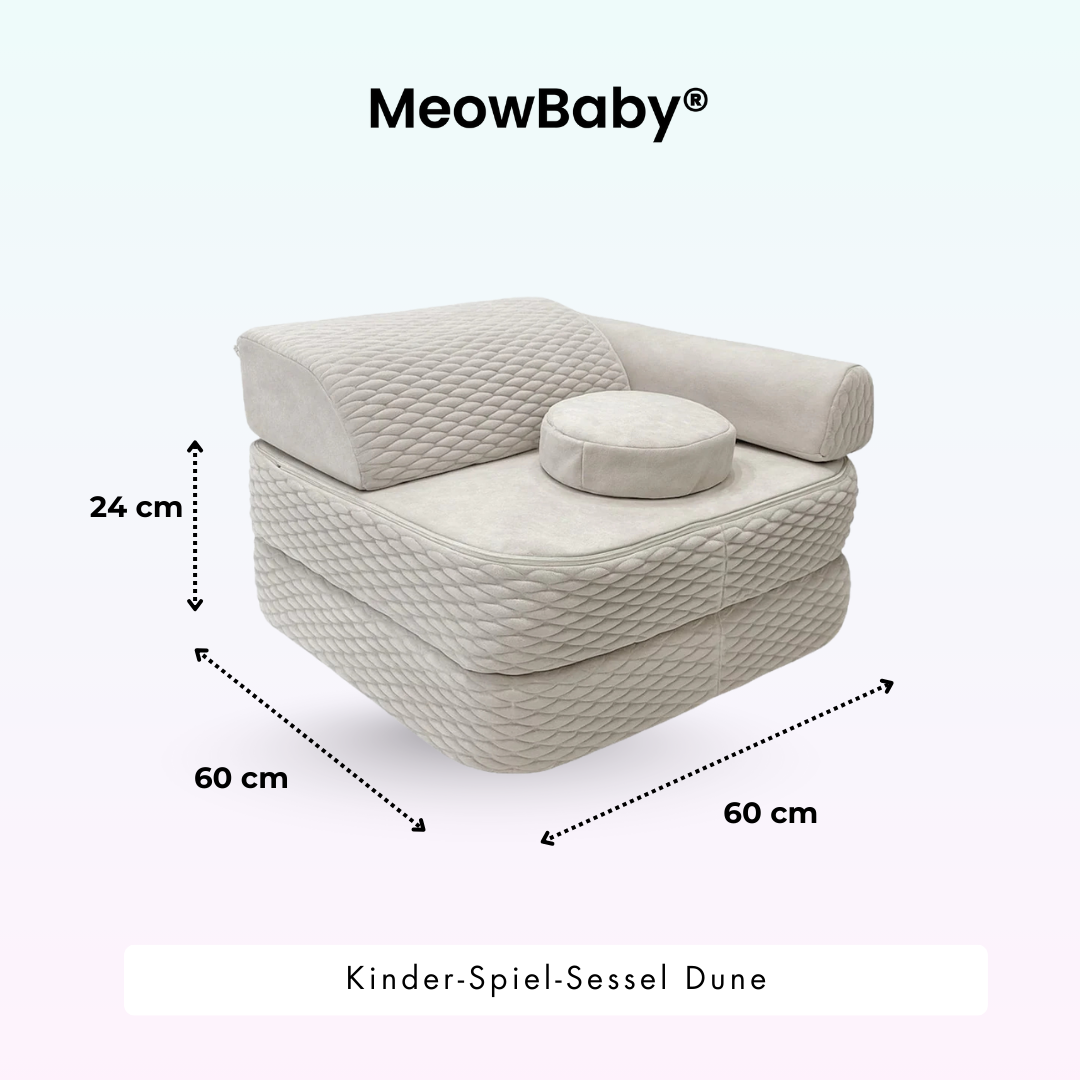 Kindersessel 3-in-1 Dune - Faltbare Kindercouch & Spielmatratze
