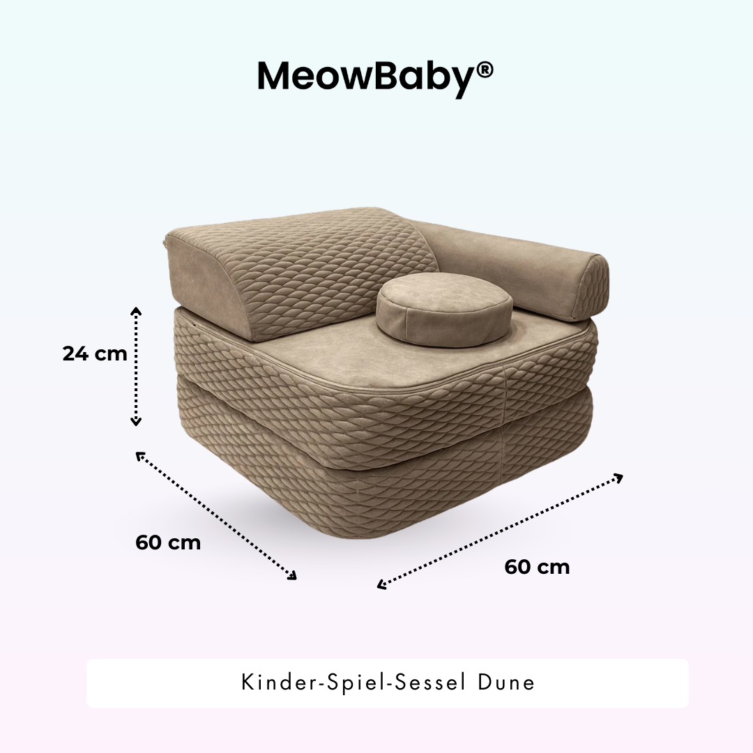Kindersessel 3-in-1 Dune - Faltbare Kindercouch & Spielmatratze