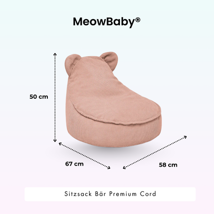 Children's Armchair Bear-Shaped Bean Bag Premium Corduroy - Slim Cord Edition