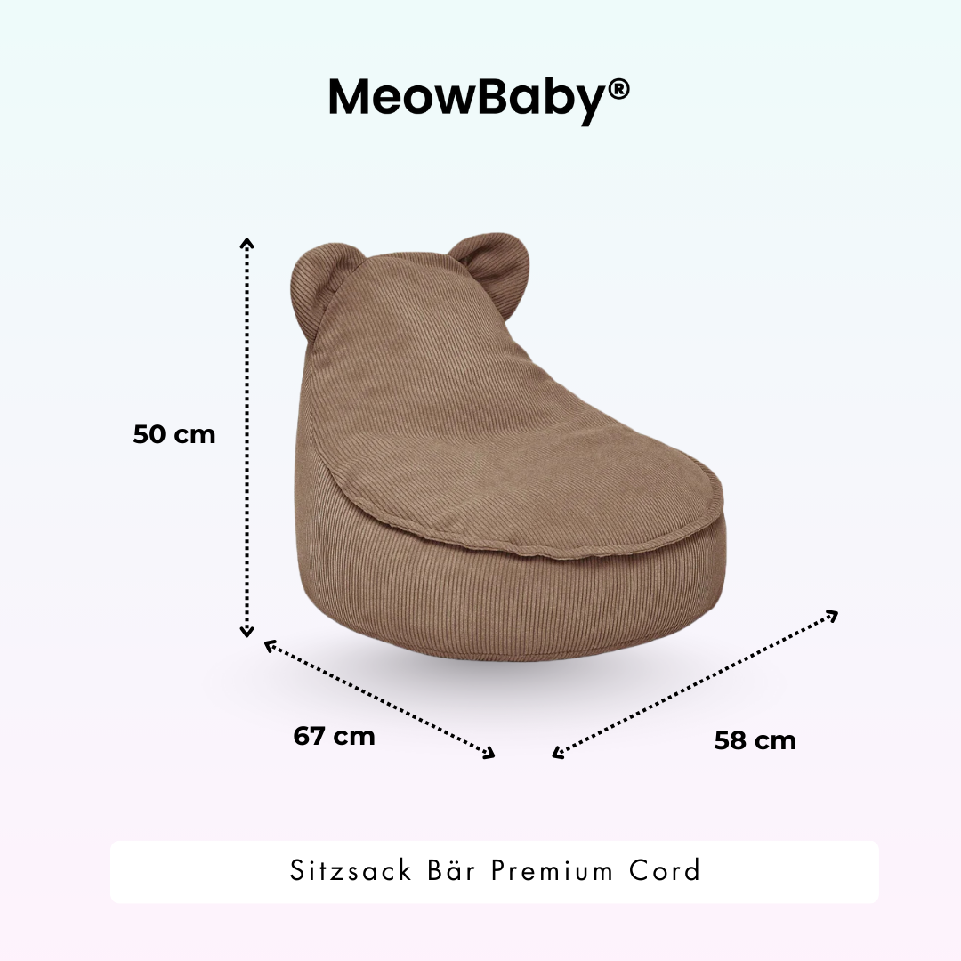 Children's Armchair Bear-Shaped Bean Bag Premium Corduroy - Slim Cord Edition