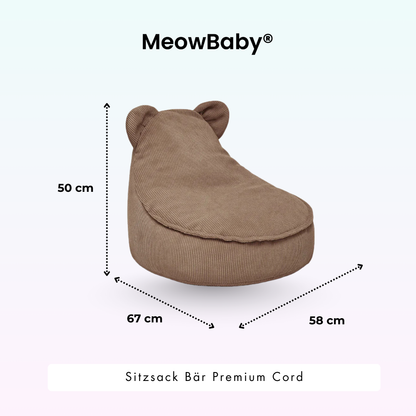 Children's Armchair Bear-Shaped Bean Bag Premium Corduroy - Slim Cord Edition