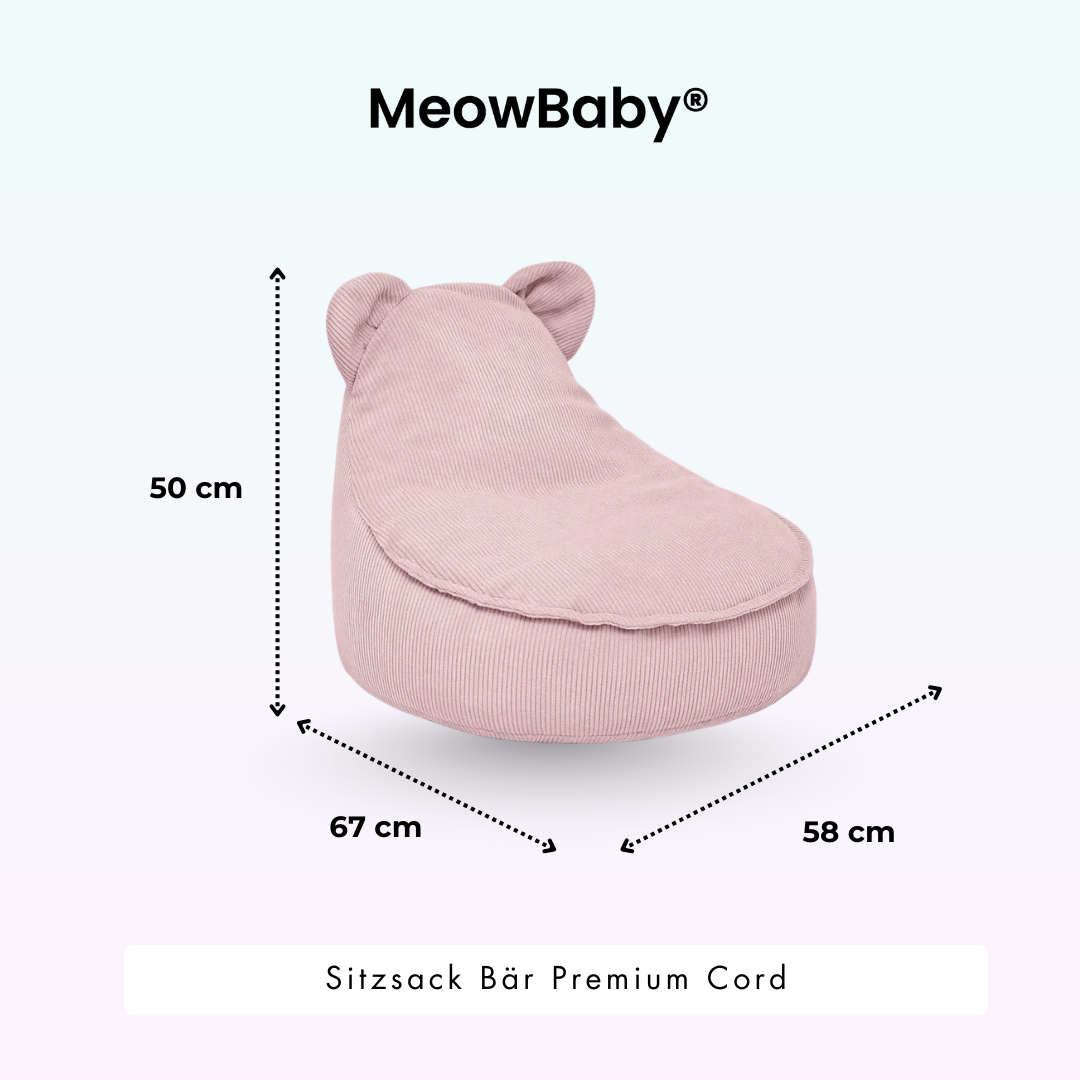 Children's Armchair Bear-Shaped Bean Bag Premium Corduroy - Slim Cord Edition