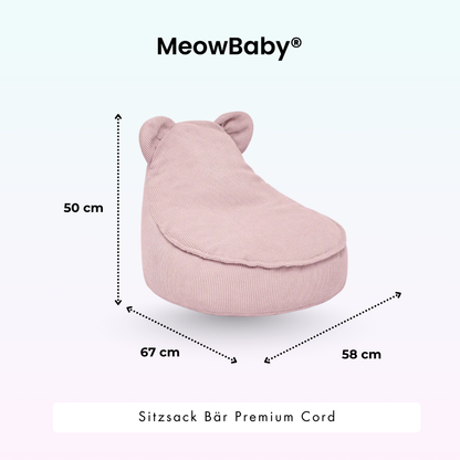 Children's Armchair Bear-Shaped Bean Bag Premium Corduroy - Slim Cord Edition