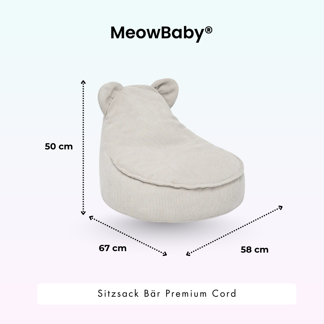 Children's Armchair Bear-Shaped Bean Bag Premium Corduroy - Slim Cord Edition
