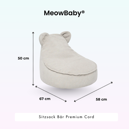 Children's Armchair Bear-Shaped Bean Bag Premium Corduroy - Slim Cord Edition