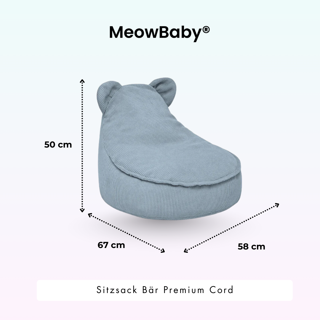 Children's Armchair Bear-Shaped Bean Bag Premium Corduroy - Slim Cord Edition