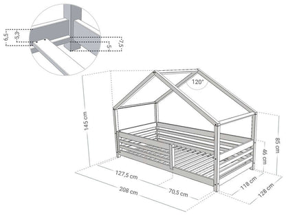 Hausbett EMMI in 120 x 200 cm mit Rausfallschutz