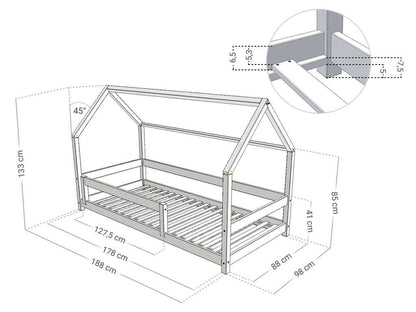 Hausbett FENNA in 90 x 180 cm mit Rausfallschutz