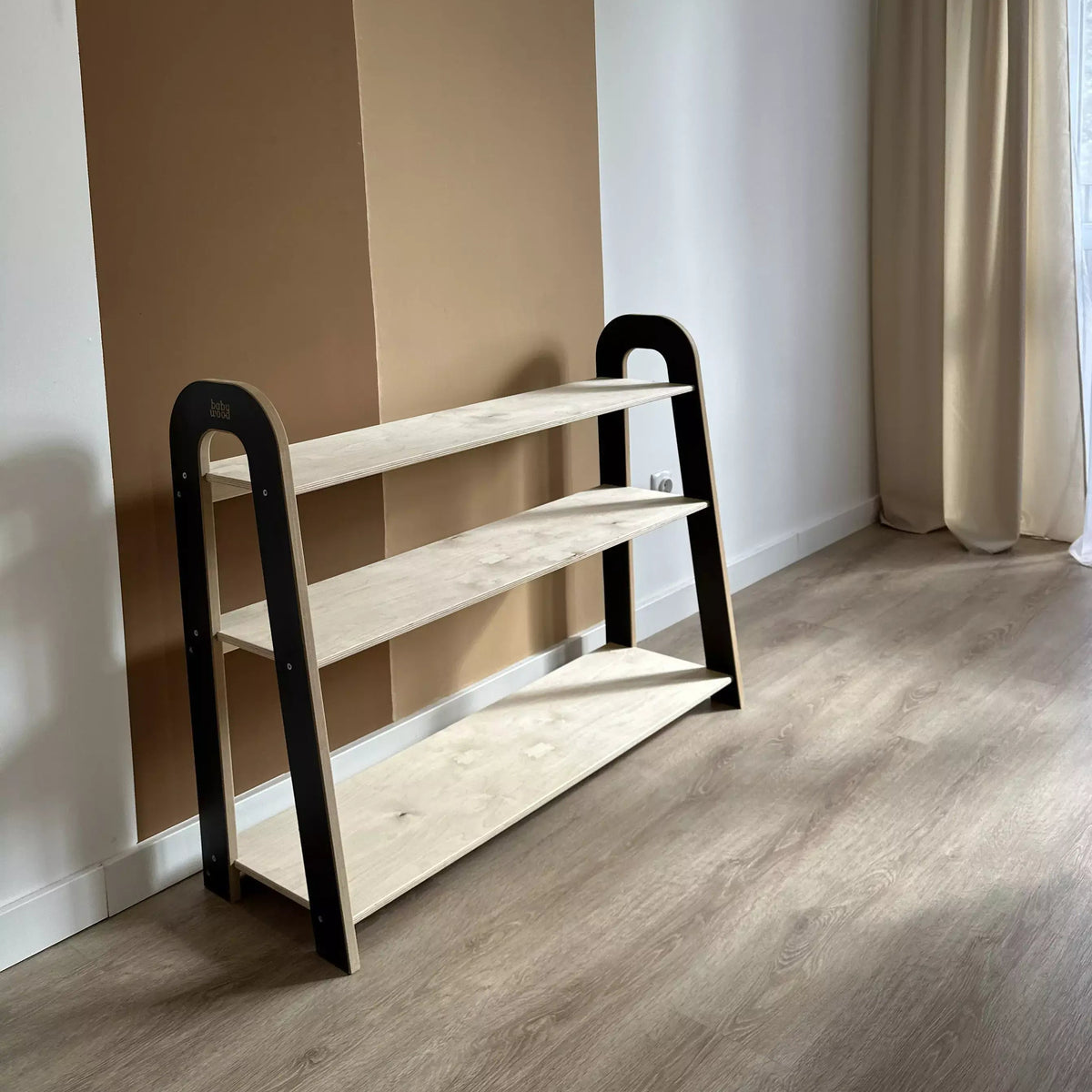 Holzregal SLIM in Schwarz, Größe L, für Kinder