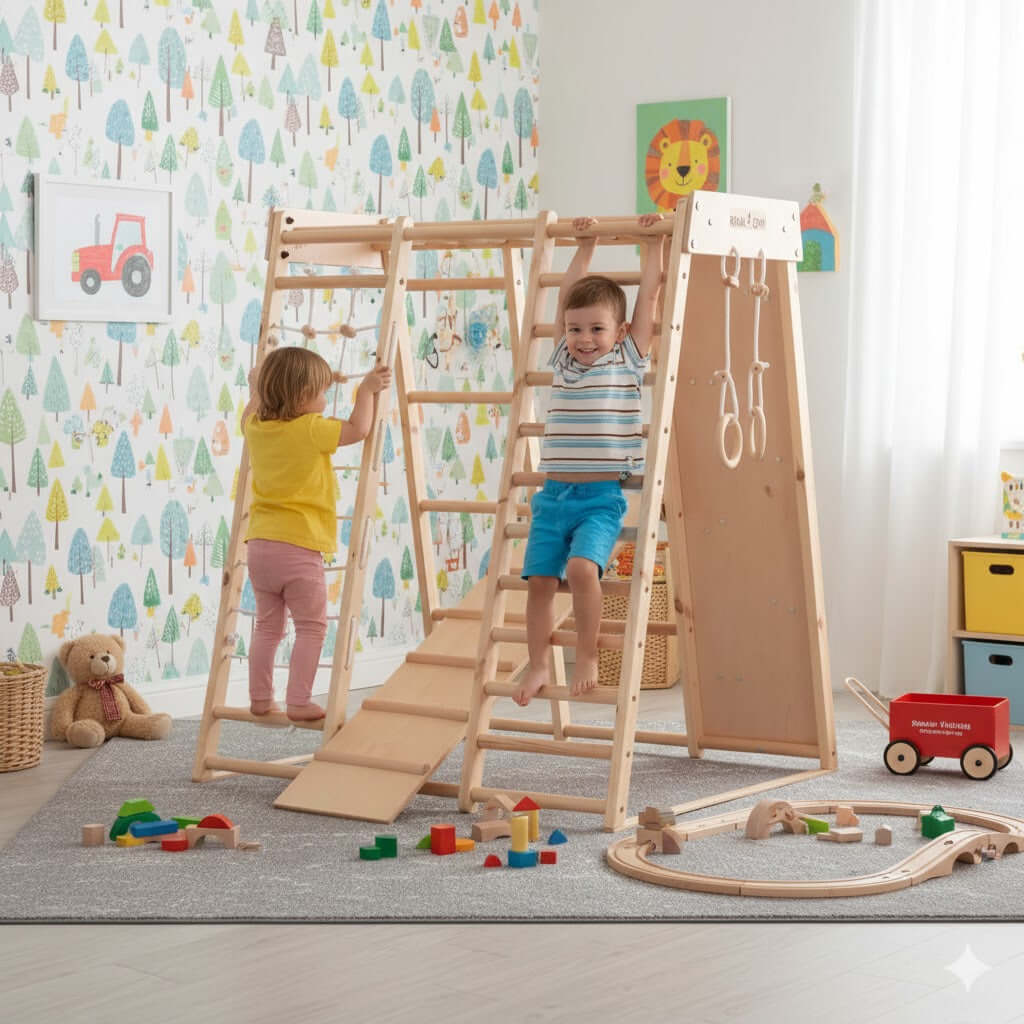 Indoor Spielplatz Kids Playtime in Natur mit Sprossenwand und Rutsche