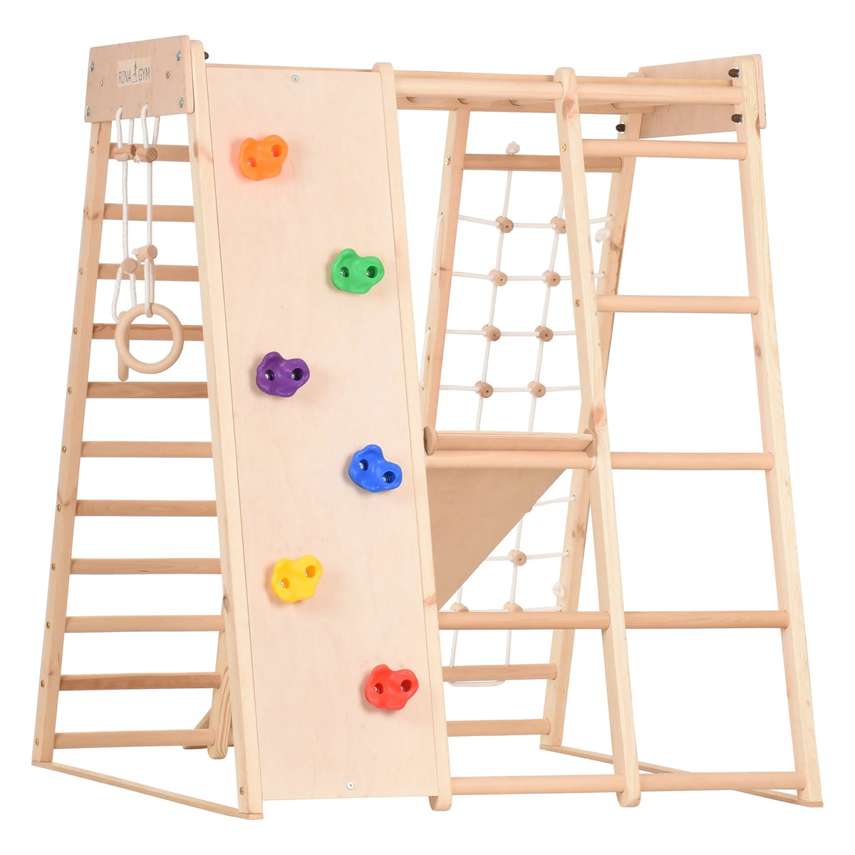 Kids Playtime Indoor-Spielplatz aus Naturholz mit Kletternetz